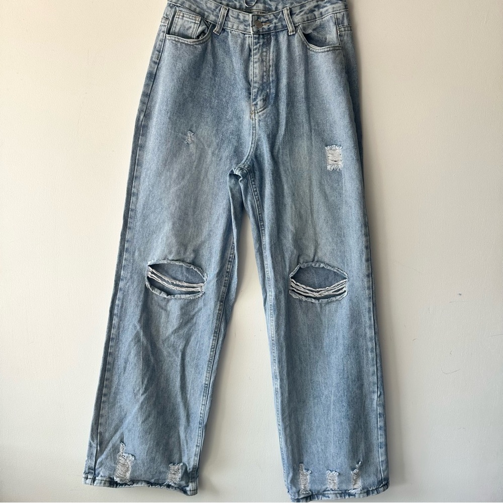 Women’s Wide Leg Denim Jeans Distressed Size 29